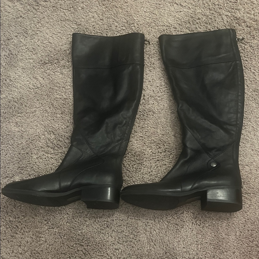 Black Leather Knee-High Boots